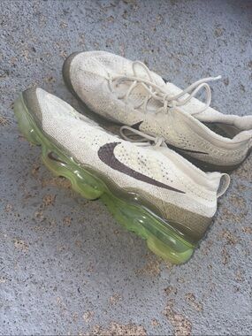 Cream and Green VaporMax Flyknit Sneakers